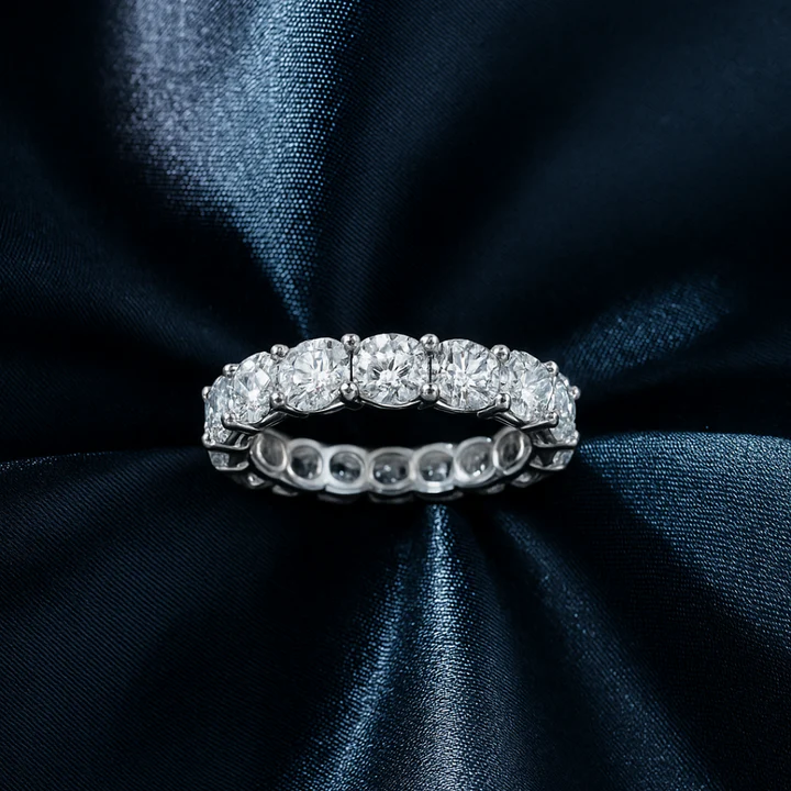 Éternelle Brilliance — Round Diamond Eternity Ring in Platinum Gold - View 1