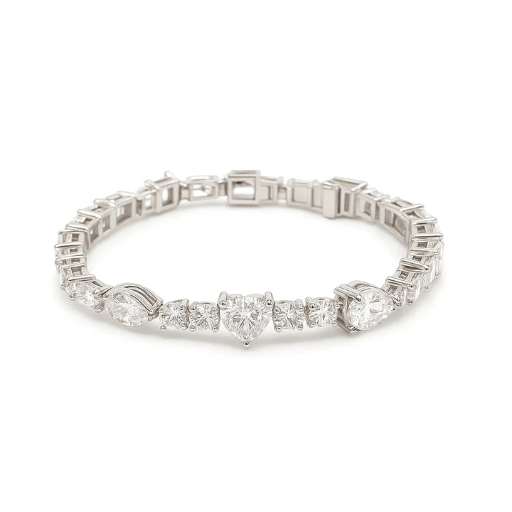 Brilliance in Every Cut — Multi shaped Diamond Bracelet in 18K White Gold - View 2