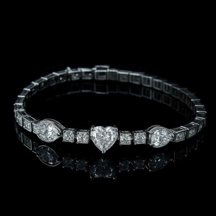 Brilliance in Every Cut — Multi shaped Diamond Bracelet in 18K White Gold - View 3